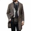 Zimowe tweed men garnitury do ślubnych Tuxedos na zamówienie mody długą płaszcz garnitur impreza Blazer tylko jedna kurtka