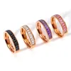 Wedding Rings Fashion Colorful Crystal Zircon Femme Stainless Steel Rose Gold Ring For Women Engagement Jewelry