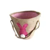 Vintage Sackleinen Fröhliche Ostern Korb Hasenschwanz Körbe Jute Eimer Einkaufstasche Niedliche Ostergeschenk Handtasche DIY Hasenohren Legen Eier Aufbewahrungsbeutel