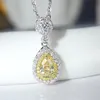 Super Deal Luxury Jewelry 925 Sterling Silver Yellow Topaz Cz Diamond Water Drop Pend Pear Cut Zircon Women ClaVicle Necklace G3138