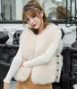 ZDFURS * conception dames hiver vraiment renard détachable vrai manteau femmes court gilet de fourrure gilets 201103