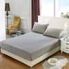 Cotton Fitted Sheet Mattress Cover Solid Color Sanding Bedding Linens Bed Sheets With Elastic Band Double Queen Size Bedsheet 201113