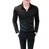 Broderie Casual Manches Longues Messieurs Chemises Blouses Sociales Chemise Coréenne Hommes Mode Automne Nouveau Slim Fit Robe Homme Chemise 201124