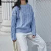 Mozuleva Cashmere Свободные сгущает теплый пуловер свитер для женщин осень зима O-шеи полная рукава сплошной вязаный джемпер Femme 201111