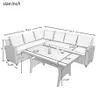 US Stock U_Style 안뜰 가구 5 조각 야외 대화 세트 식탁 의자 오스만과 베개 A49 A47 A2830 던지기