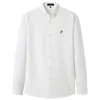 Casual Pure Cotton Męskie Oxford Koszule Z Długim Rękawem Grube Slim Fit Haft Fioletowy Mody Designer Bluzka 201120