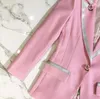 Women's Jackets Suits Designer Long Sleeve Floral Lining Rose Buttons Pink Blazers Outer Jacket Female