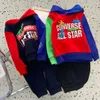 2020 das crianças meninos outono marca de vestuário Hoodie calças desportivas + meninas terno do lazer dois conjuntos peça com padrão de mosaico 00968