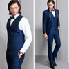 Arrivée Personnalisé Châle Noir Revers Groom costume De Mariage Hommes costumes 3 Pièces JacketPantsVest Royal Blue homme Costume 201106