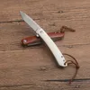 Kogellager Snel Open Flipper Vouwmes 14C28N Satin Tanto Point Blade Bone / Rosewood Handle EDC Messen