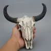 Resina Longhorn Cow Skull Head Wall Decor 3D Animal Wildlife Sculpture Fatuetas Artesanato Horns para Home Halloween Y200106