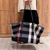 Shopping Bags Large Capacity Cotton Fabric Plaid Casual Tote for Women Luxury Brand Fashion Shoulder Bag Handbags Designer Bolsos Sac New220307