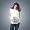 Bonito Grávida Maternidade Roupa Casual Gravidez T CamisasBeby Impressão Engraçado Mulheres Verão Tees Tops