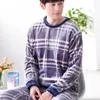 Erkek Pijama Flanel Pijama Set Kış Sıcak Erkekler Uyku Artı Boyutu Gecelikler Rahat Bornoz Kalın Mercan Polar Homewear Pijamas1