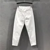 Lente zomer vrouwen katoen denim broek plus size elastische taille losse harembroek vrouwelijke casual enkellange witte jeans LJ201029