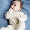 Vår och höst Baby Girl Romper Creeper Suit för pojkar Flickor Baby One Piece Knitting Sweater Nyfödd utflykt LJ201023