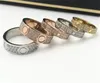 Fashion Jewelry full diamond titanium steel silver love ring men and women rose gold rings for lovers couple jewelry gift