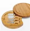 Keukengereedschap Bamboe Cheese Board en Kniften Set Round Charcuterie Boards Swivel Meat Platter Holiday Housewarming Gift DE212