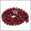 Colliers de perles Pendentifs Bijoux Naturel 8X10Mm Brésil Rouge Rubis À Facettes Rondelle Gemmes Collier De Perles 18 Drop Delivery 2021 956El