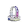 Silver Color Wedding Engagement Band 2021 Spring Summer New Rainbow Baguette CZ Eternity Ring For Women Ladies277m