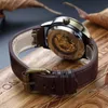 Nouveau bracelet marron rétro Steampunk montre mécanique pour hommes engrenage de Locomotive littéral automatique montres pour hommes Relogio Masculino