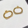 Boucles d'oreilles à breloques avec lettres creuses pour femmes, simples, en or, classiques, en cuivre, de fête, de styliste, tendance, Studs2879876