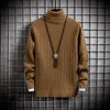 Turtleneck 슬림 스웨터 남자 가을 겨울 Kintted 풀오버스 남성 양모 따뜻한 스웨터 O- 목 솔리드 컬러 knitwears Streetwear 201211