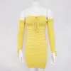 011904 Women Spring Autumn Bandage Dress Women Sexy Off Shoulder Long Sleeve Slim Elastic Bodycon Party Dress Vestido