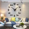 Meisd große Wanduhr Moderne Design Wandaufkleber Uhr Stille Quarzuhr Wohnzimmer Acryl schwarzer Horloge Verkauf 201202