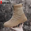 Mode Militärstiefel Herren Leder Taktische Wüste Armee Kampfstiefel Militares Winter Männer Wanderschuhe Arbeiten Safty Plus Größe 201127