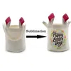 Sublimatie Paashaas Emmer Feestelijke Polyester Blanco DIY Konijnenoren Mand Gepersonaliseerde Snoep Cadeautas met handvat