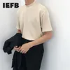 IEFB / Ropa de hombre Moda de verano Color sólido Cuello alto Camiseta de manga corta para hombres y mujeres Estilo coreano Tops casuales 9Y969 220304