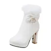 Designer-Winter Boots voor Dames Zapatos de Mujer Warm Pluche Schoenen Vrouwelijke Pluizige Roze Enkel Botas Dames Lederen Dressing Booties Bot