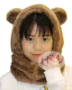 Beanie/Skull Caps 2021 Fashion Cotton Warm Animal Hoodies Hat Scarf White Fluffy One Piece Set Cute Bear Winter for Women Girls1