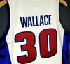 Özel Retro # 30 Rasheed Wallace Mitchell Finaller Koleji Basketbol Jersey Erkekler Tüm Dikişli Beyaz Herhangi Boyutu 2XS-4XL 5XL Adı veya Numara