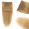 Perulu% 100 Virgin İnsan Saç Düz Kipi Saç Uzatmalarında 12# 16# 27# 33# 99J İpeksi Düz 14-24inch 70G 100G'de Remy Clip