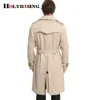 S-6XL Trench Coat Men British Style Spring Autumn Pea Coats Double Breasted Slim Solid Men's Wind Coat Windbreaker 4 color 201211