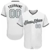 Jersey di baseball autentico bianco nero bianco personalizzato