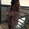 Coat Women Korean Loose Plaid Woolen Jacket for Middle and Long-style with A Wide Set of Slim Jackets In Spring 201102