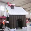 Belysning uppblåsbara julhus 4m höggrå jätte luftblåst vinter tält by stuga med LED-lampor för juldekoration