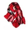 Fashion-The spring and autumn big plaid scarf loose fine wool fashion lady must all-match wine red shawl collocation