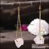 Dangle Lustre Irregar Cristal Naturel Pierre Plaqué Or À La Main Boucles D'oreilles Dangle Party Club Décor Bijoux Pour Femmes Fille