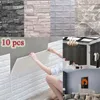 10 st 3D Wall Stickers Självhäftande kakel Vattentät skumpanel Vardagsrum TV Bakgrundsskydd Baby Tapet 38*35cm