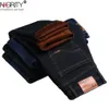 Winter Mens Warm Fleece Jeans Stretch Casual Straight Thick Denim Flannel Jeans Soft Pant Trousers Plus Size 2844 201123