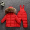 Parka Echte Bont Hooded Boy Baby Overalls Meisje Winter Down Jas Warm Kids Jas Kinderen Snowsuit Sneeuw Kleding Meisjes Kleding Set