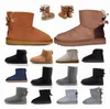 Botas wgg australianas australianas para mulheres preto inverno gravata borboleta pele de neve peludo bota de cowboy tornozelo tornozelo joelho mini bailey