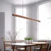 Nordic Wood LED Pendant Lights Modern Oval Long Strip Ceiling Lamp for Restaurant Bar Office Kitchen Dining Living Room