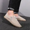 Mężczyźni Espadrilles Buty Moda Oddycha Czarne Brown Linen Casual Men Buty