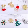 12 styles Boucles d'oreilles à breloques de Noël Boucles d'oreilles en diamant Alliage Goutte à goutte d'huile Boucles d'oreilles Cloches Flocon de neige Boucles d'oreilles de Noël