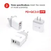 18W PD   QC3.0 USB C-oplader Snel opladen Power Adapter Wall Chargers EU UK US Plug voor Samsung 12 12PRO 11 11PRO